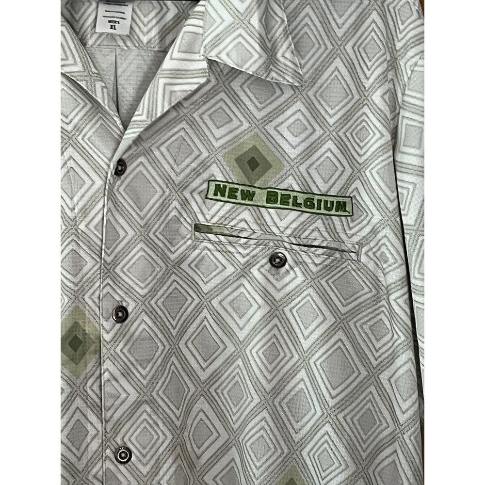 Patagonia Men's XL New Belgium Brewing Short Sleeve Polyester Shirt Sage Green - Picture 7 of 13